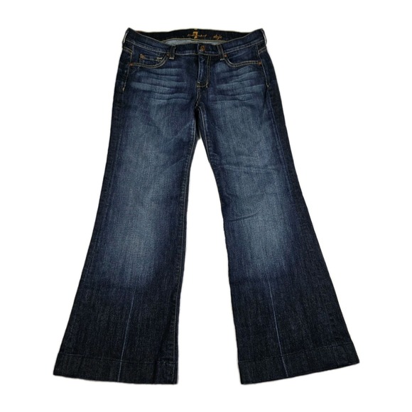 7 For All Mankind Jeans Womens Size 29 Dojo Flare Dark Wash Blue Denim Pants - Picture 1 of 11
